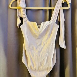 Free People Ivory Linen Blend Blouse